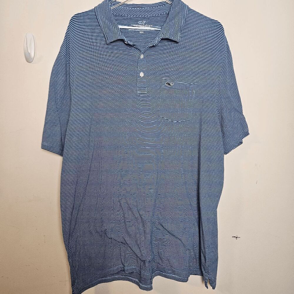 Vineyard Vines EdgarTown Striped Polo Shirt Men's Blue Size XXL